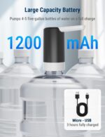 COSTAR Water Dispenser Pump for 20 Litre Bottle, Portable Water Dispenser with Removable Spout, USB Rechargeable Water Pump with 1.5L/Min Fast Flow, 1200mAh Battery, Kingfisher 4 Pro, Black - Image 5