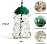 Cute Bear Glass Tumbler with Reusable Straw & Leakproof Lid, 500ml – Adorable Cup for Coffee, Tea, Juice, Smoothies & Water - Image 2