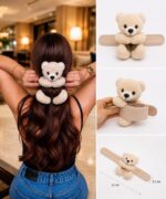 Cute Teddy Bear Plush Hair Claw Clip for Girls & Women – Soft Beige Hair Clip for Stylish Everyday Hairstyles - Image 6