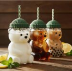 Cute Bear Glass Tumbler with Reusable Straw & Leakproof Lid, 500ml – Adorable Cup for Coffee, Tea, Juice, Smoothies & Water - Image 4