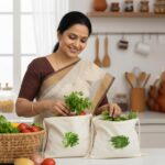 100% Cotton Reusable Vegetable Storage Bags for Fridge – Breathable, Washable Cloth Zipper Bags for Kitchen Organizer, Eco-Friendly Produce Storage Pouch – Pack of 6 - Image 8