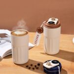 Personalized 500ml Coffee Mug with Temperature Display, Leakproof Lid & Strap – Reusable Travel Cup - Image 6