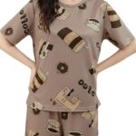 SMOWKLY Women Korean Shorts Pajama Set – Cotton Blend Nightwear Top & Shorts Co-Ord Set | Soft & Comfortable Summer Sleepwear & Lounge Wear