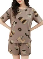 SMOWKLY Women Korean Shorts Pajama Set – Cotton Blend Nightwear Top & Shorts Co-Ord Set | Soft & Comfortable Summer Sleepwear & Lounge Wear