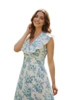 Leriya Fashion Women's Western Floral Printed Midi Dress – Casual Sleeveless Summer One-Piece Dress for Women | Stylish Party & Beach Outfit