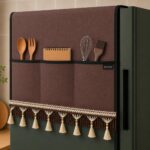 Premium Fridge Cover Top for Single Door Refrigerator with 6 Side Pockets – Waterproof & Washable Polyester Cover