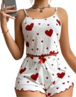 Women's Silk-Look Cami & Shorts Nightwear Set – Lace Detail Sleepwear & Comfortable Lounge Set