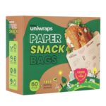 Oddy Uniwraps Multi-Purpose Paper Snack Bags with Sealing Stickers – Pack of 60, 8 × 5.5 Inch
