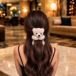 Cute Teddy Bear Plush Hair Claw Clip for Girls & Women – Soft Beige Hair Clip for Stylish Everyday Hairstyles