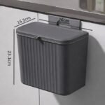 XMART INDIA Plastic Hanging Kitchen Trash Can with Lid– Cabinet Door Hanging Garbage Bin, Double-Sided Open Flip Lid, Wall Mounted Kitchen Waste Bin, Under Sink Storage Trash Bucket(7L,Gray) - Image 2
