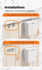 XMART INDIA Plastic Hanging Kitchen Trash Can with Lid– Cabinet Door Hanging Garbage Bin, Double-Sided Open Flip Lid, Wall Mounted Kitchen Waste Bin, Under Sink Storage Trash Bucket(7L,Gray) - Image 6