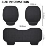 STHIRA Silicone 3Pcs Car Seat Covers Summer Breathable Front Seat Cushion Mat Flax Car Seat Cover With Storage Pouch Long Rear Seat Cover Anti-Slip Car Seat Cover Anti-Scratches Car, Black - Image 2