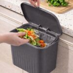 XMART INDIA Plastic Hanging Kitchen Trash Can with Lid– Cabinet Door Hanging Garbage Bin, Double-Sided Open Flip Lid, Wall Mounted Kitchen Waste Bin, Under Sink Storage Trash Bucket(7L,Gray) - Image 3