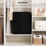 Shoe Storage Box Organiser with 16 Compartments, Black Fabric Storage Container with Reinforced Handles, Large Closet Storage Solution - Image 5