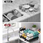 SR Utensils Drying Rack|Dish Drying Rack with Drainer Tray|Bartan Stand Steel|Kitchen Drying Racks|Utensils Stand & Dish Drainer Rack (Black) - Image 6