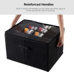 Shoe Storage Box Organiser with 16 Compartments, Black Fabric Storage Container with Reinforced Handles, Large Closet Storage Solution - Image 6