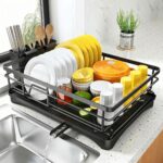 SR Utensils Drying Rack|Dish Drying Rack with Drainer Tray|Bartan Stand Steel|Kitchen Drying Racks|Utensils Stand & Dish Drainer Rack (Black) - Image 3