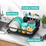 SR Utensils Drying Rack|Dish Drying Rack with Drainer Tray|Bartan Stand Steel|Kitchen Drying Racks|Utensils Stand & Dish Drainer Rack (Black) - Image 5