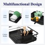 SR Utensils Drying Rack|Dish Drying Rack with Drainer Tray|Bartan Stand Steel|Kitchen Drying Racks|Utensils Stand & Dish Drainer Rack (Black) - Image 10