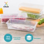 Xiran 6 Fridge Storage Boxes Fridge Organizer With Removable Drain Plate&Lid Stackable Fridge Storage Containers Plastic Freezer Storage Containers For Fish,Meat,Vegetables,Fruits(1500Ml),Transparent - Image 6