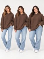 Leriya Fashion Hoodie for Women | Oversized and Sweatshirt | Full Sleeve Hoodies Pullover Chain Jacquard Regular Fit | Hoodies for Woman | Casual Sweatshirt Winter Wear Hoodie - Image 6
