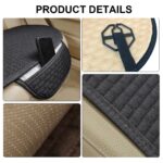 STHIRA Silicone 3Pcs Car Seat Covers Summer Breathable Front Seat Cushion Mat Flax Car Seat Cover With Storage Pouch Long Rear Seat Cover Anti-Slip Car Seat Cover Anti-Scratches Car, Black - Image 3