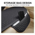 STHIRA Silicone 3Pcs Car Seat Covers Summer Breathable Front Seat Cushion Mat Flax Car Seat Cover With Storage Pouch Long Rear Seat Cover Anti-Slip Car Seat Cover Anti-Scratches Car, Black - Image 5