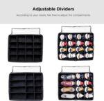 Shoe Storage Box Organiser with 16 Compartments, Black Fabric Storage Container with Reinforced Handles, Large Closet Storage Solution - Image 4