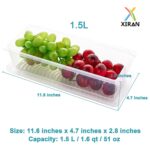 Xiran 6 Fridge Storage Boxes Fridge Organizer With Removable Drain Plate&Lid Stackable Fridge Storage Containers Plastic Freezer Storage Containers For Fish,Meat,Vegetables,Fruits(1500Ml),Transparent - Image 3