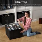 Shoe Storage Box Organiser with 16 Compartments, Black Fabric Storage Container with Reinforced Handles, Large Closet Storage Solution - Image 9