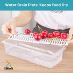 Xiran 6 Fridge Storage Boxes Fridge Organizer With Removable Drain Plate&Lid Stackable Fridge Storage Containers Plastic Freezer Storage Containers For Fish,Meat,Vegetables,Fruits(1500Ml),Transparent - Image 5