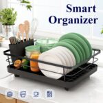 SR Utensils Drying Rack|Dish Drying Rack with Drainer Tray|Bartan Stand Steel|Kitchen Drying Racks|Utensils Stand & Dish Drainer Rack (Black) - Image 8