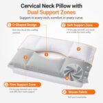Double Layer Rectangular Pillow Core, Detachable Neck Support Bolster, Non-Collapsing Orthopedic Sleeping Pillow for Back & Side Sleepers - Image 6