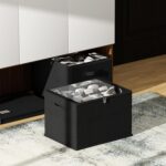 Shoe Storage Box Organiser with 16 Compartments, Black Fabric Storage Container with Reinforced Handles, Large Closet Storage Solution - Image 8