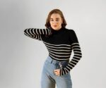 98 Degree Women Pure Cotton Turtle Neck Sweater Has A Full Sleeve & Straight Hem-AW25AZG1157-BLACK