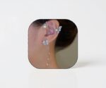 Butterfly Zircon Ear Cuff Earrings for Women,14K Gold Sparkling Rhinestone Tassels Earrings Non Piercing Clip On Wrap Climber Crawler Earrings