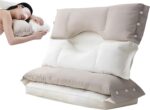Double Layer Rectangular Pillow Core, Detachable Neck Support Bolster, Non-Collapsing Orthopedic Sleeping Pillow for Back & Side Sleepers