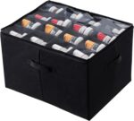 Shoe Storage Box Organiser with 16 Compartments, Black Fabric Storage Container with Reinforced Handles, Large Closet Storage Solution
